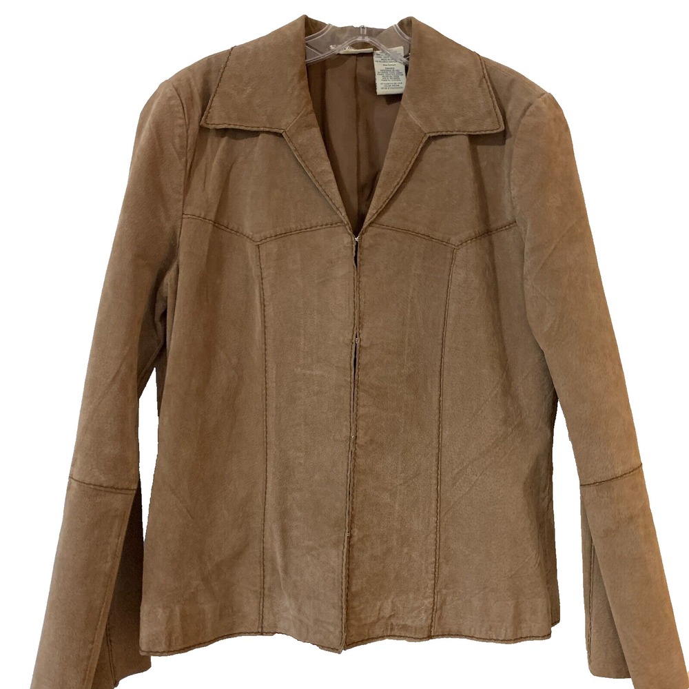 Genuine Leather Faded Glory Jacket Vintage Boho Coat Ladies M 8/10 Brown